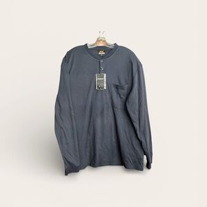 KONRECO Men’s Long Sleeve Henley Shirt XL Navy – NWT fire resistant 02/26-05